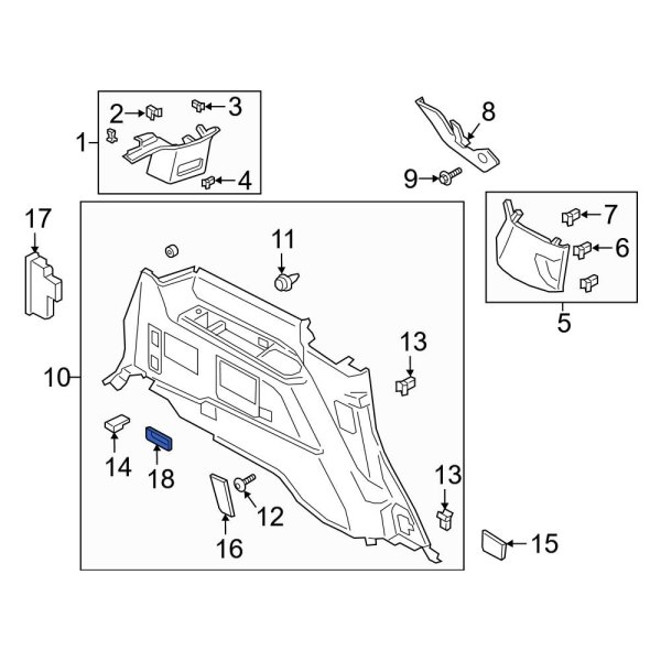 Ford OE JL1Z14D721AS Rear Left Power Seat Switch Bezel