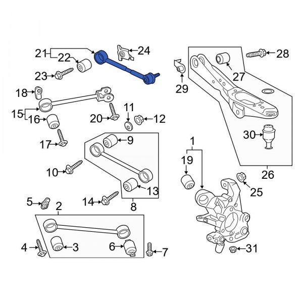 Ford OE JL1Z5500F Rear Lateral Arm and Ball Joint Assembly