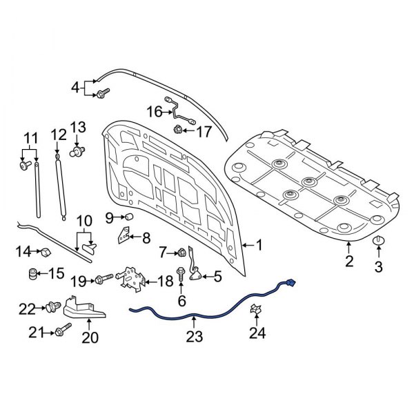 Ford OE EB3Z16916AH Front Hood Release Cable