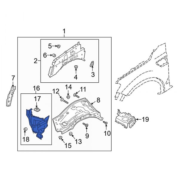 Ford OE KB3Z16E214A Front Right Fender Apron Reinforcement