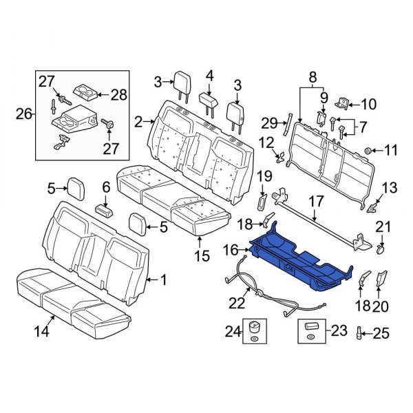 Ford OE KB3Z2663160A Rear Seat Frame