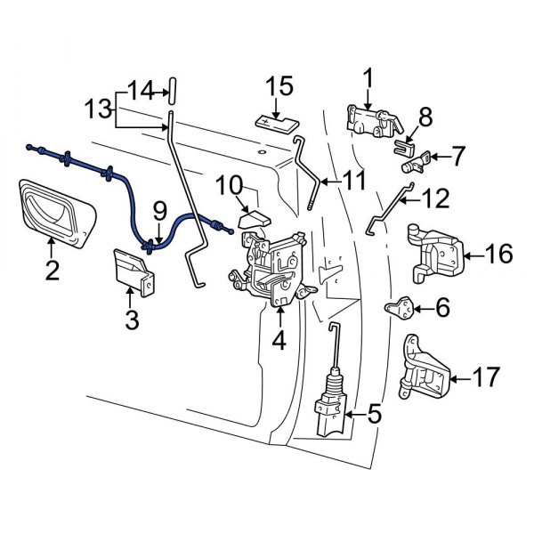 Ford OE F37Z10221A00A Front Right Door Latch Cable