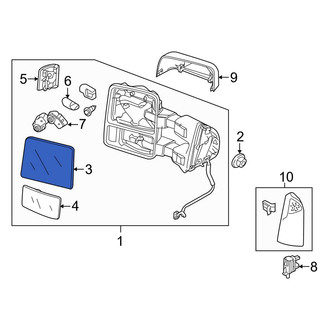 Ford OE - Front Left Upper Door Mirror Glass