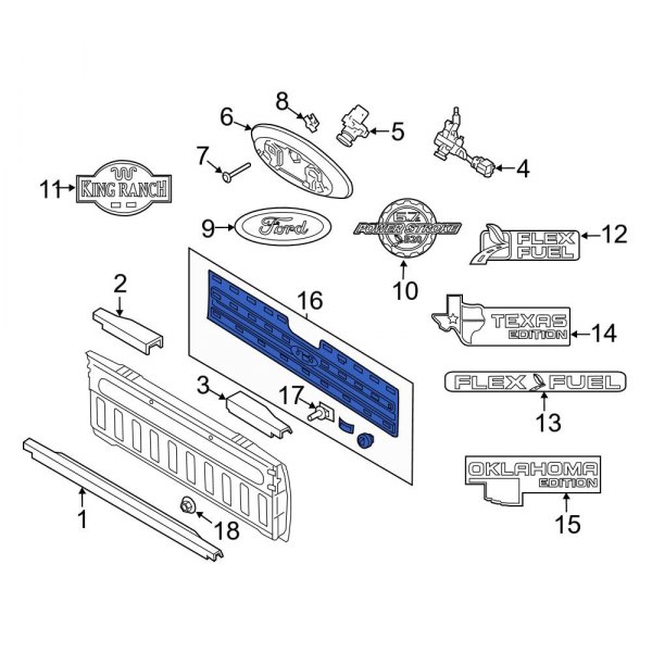 Ford OE DC3Z99425A34A Rear Tailgate Panel Kit