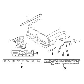 Ford OE - Pick Up Box - Exterior Trim (8' Box, Body), (Crew Cab)