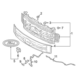 Ford OE - Grille & Components (2-Piece Grille, Type 1), (Crew Cab)