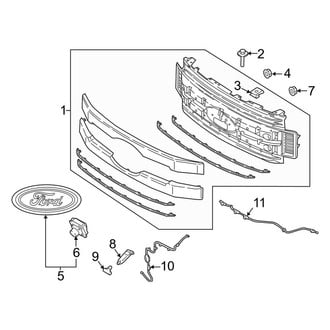 Ford OE - Grille & Components (2-Piece Chrome or Painted Type 2), (Crew Cab)