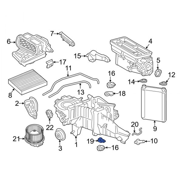 HVAC Heater Mode Door Lever