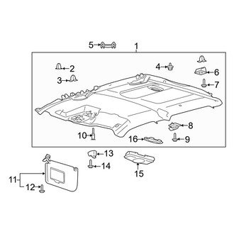 Ford OE - Cab - Interior Trim (Headliner & Visors, With Sunroof), (King Ranch / Lariat / Platinum / XLT Crew Cab)