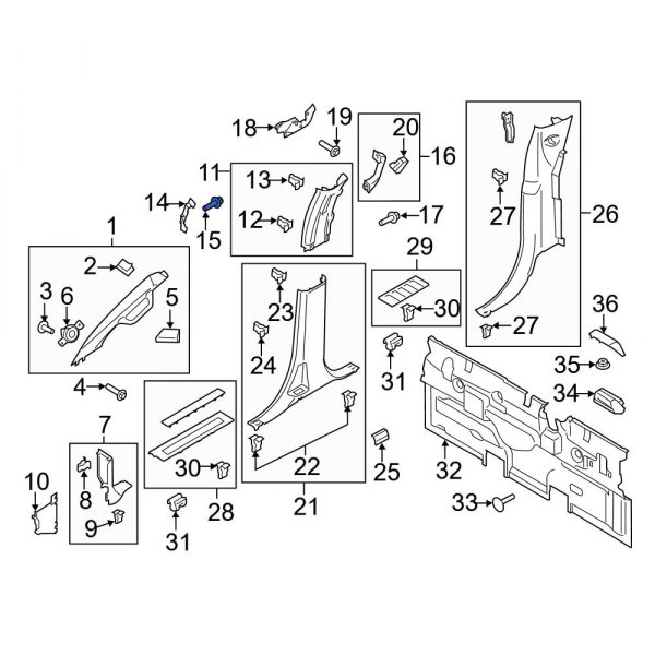 Body B-Pillar Trim Panel Bolt