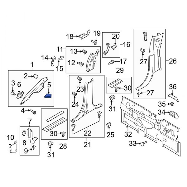 Body A-Pillar Trim Panel Cap