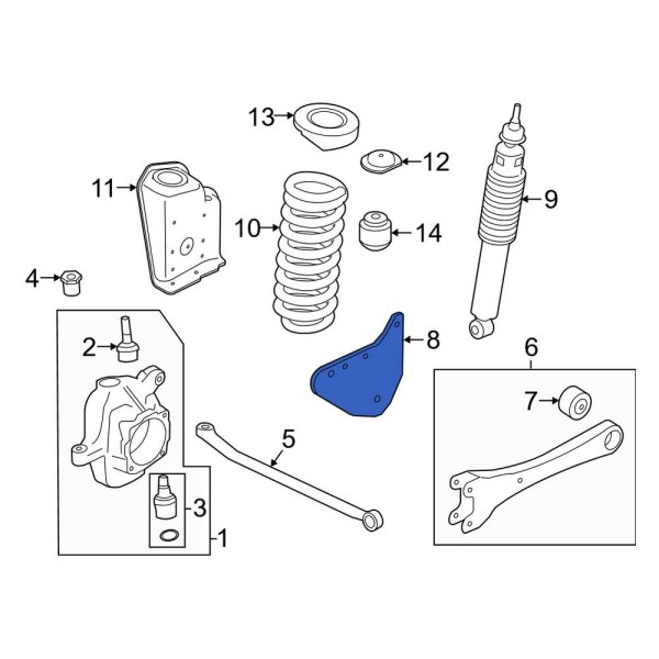 Ford OE LC3Z3B095A - Front Right Radius Arm Bracket