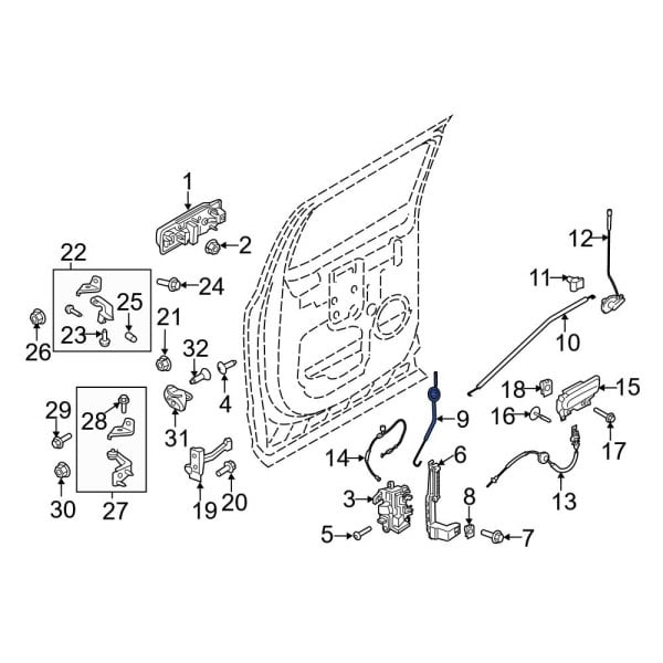 Ford OE FL3Z1626461AC Rear Left Door Lock Operating Rod
