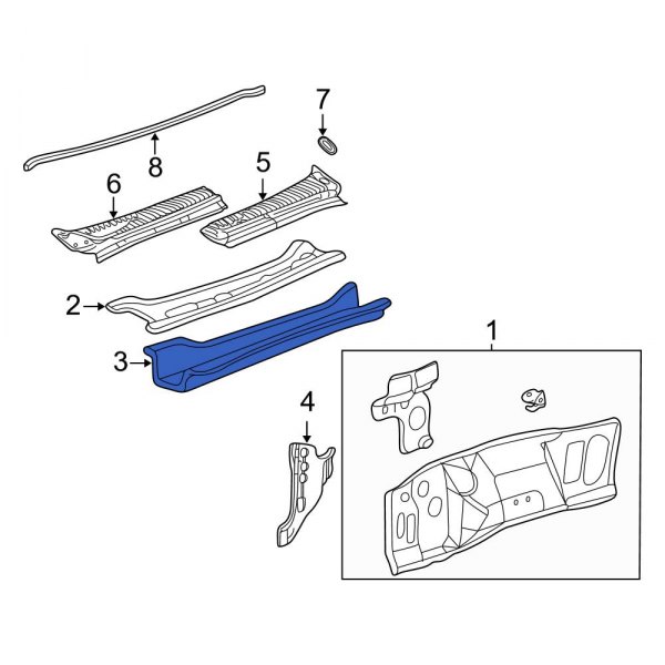 Ford OE 5C3Z2502030AA - Inner Cowl Grille Panel