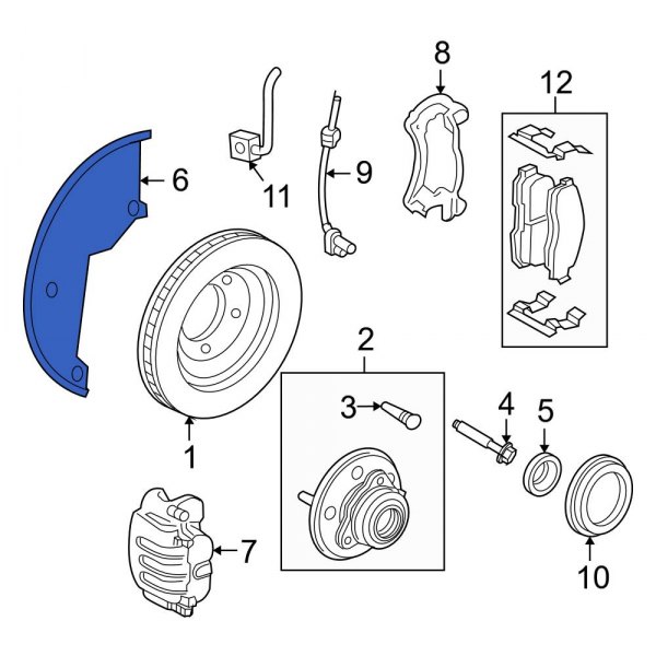 Ford OE 6L2Z2K004A Front Right Brake Dust Shield