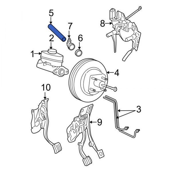 Ford OE 4L2Z9C482AA Brake Vacuum Hose