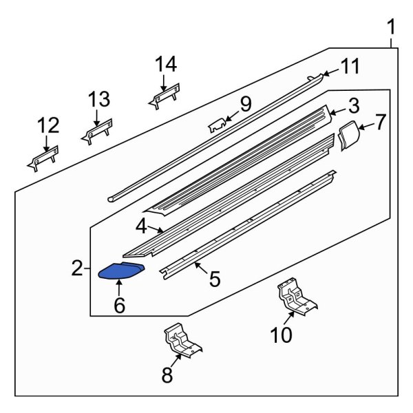 Ford OE 7A2Z16A454AA Rear Left Running Board End Cap