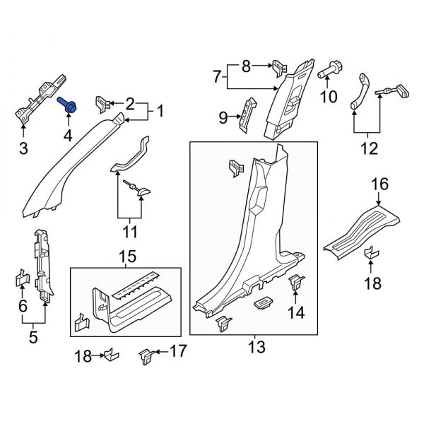 Body A-Pillar Trim Panel Screw