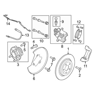 Ford OE - Rear Suspension - Brake Components (W/O Heavy Duty Brakes), (FWD)