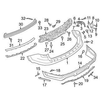 Ford OE - Rear Bumper - Bumper & Components (W/O Trailer Tow, Covers & Brackets)