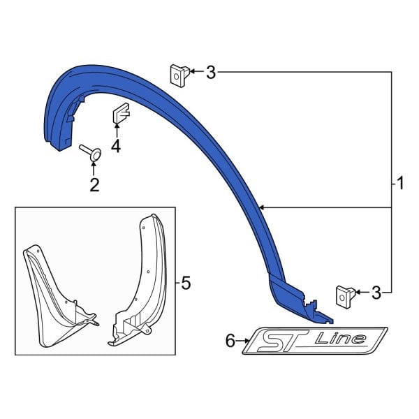 Ford OE LB5Z7829165AA Rear Left Wheel Arch Molding
