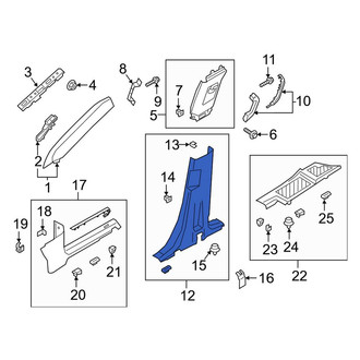 Ford OE - Left Upper Door Pillar Post Trim Set
