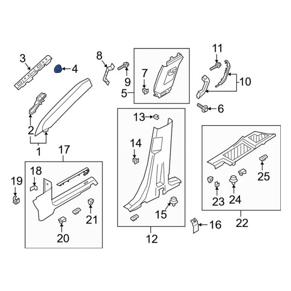 Body A-Pillar Trim Panel Nut