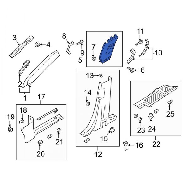 Ford OE LB5Z7824346AE Door Pillar Post Trim Set