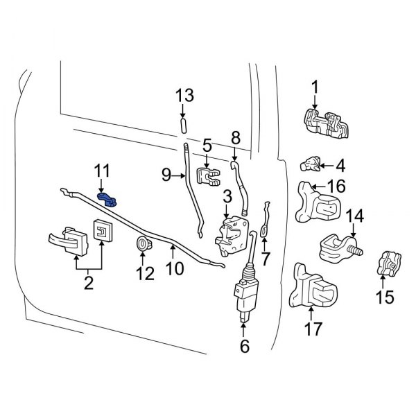 Ford OE EOUZ12265A99A Door Lock Rod Clip