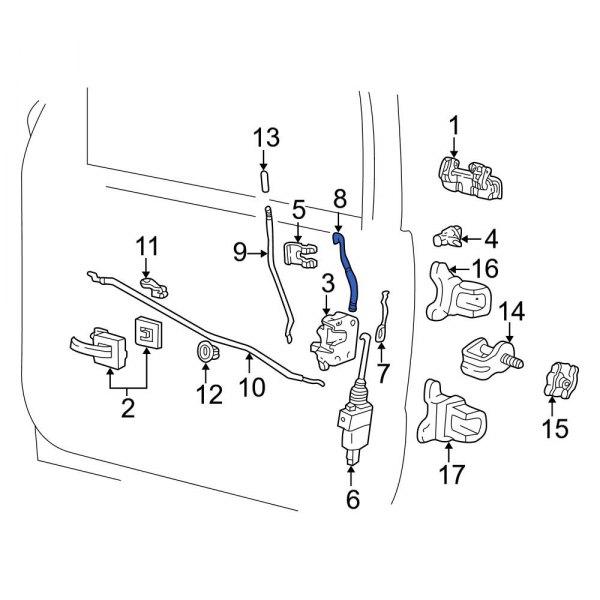 Ford OE F87Z9822152AA Front Right Outer Door Lock Operating Rod