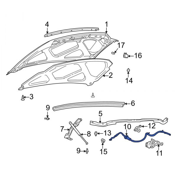 Ford OE 5C3Z16916AA Front Hood Release Cable