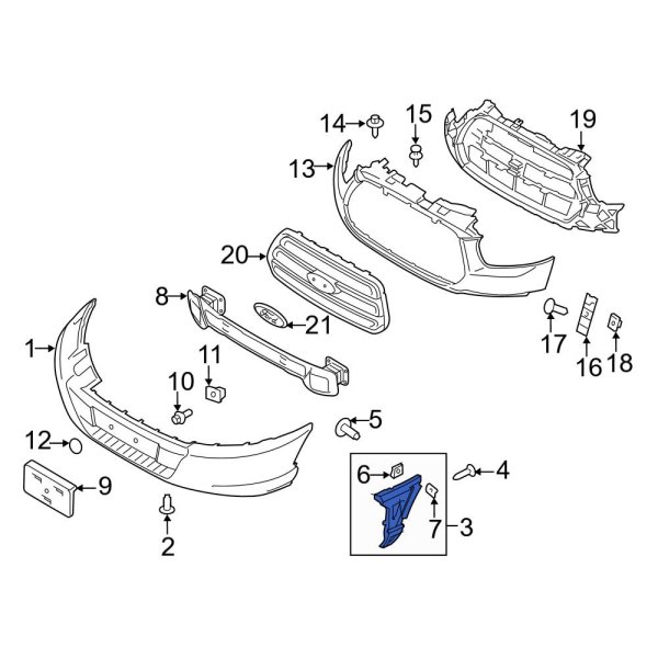 Ford Oe Bk Z C G Front Left Bumper Guide