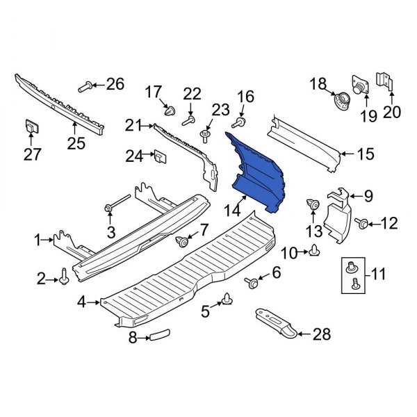 Ford OE KK4Z17F774FB - Rear Left Bumper Extension