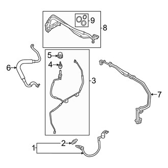 Ford OE - Air Conditioner & Heater - Condenser, Compressor & Lines (A/C Lines, With Rear A/C), (Gas)