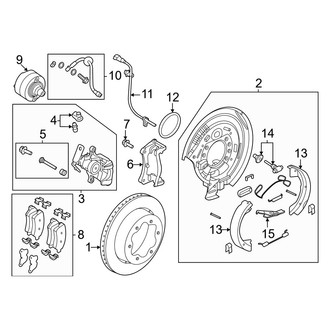 Ford OE - Rear Suspension - Brake Components (Mechanical Parking Brake, With 510 Series)