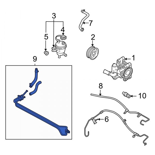 Ford OE 6L8Z3D746C Front Power Steering Cooler Line