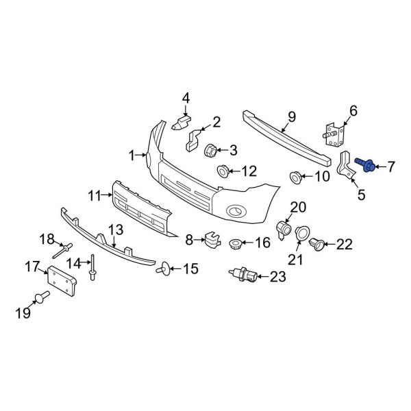 Bumper Cover Support Rail Screw