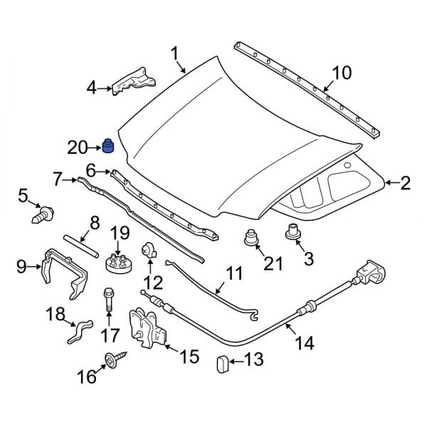 Ford OE F3XY1244482A - Front Upper Hood Stop Buffer