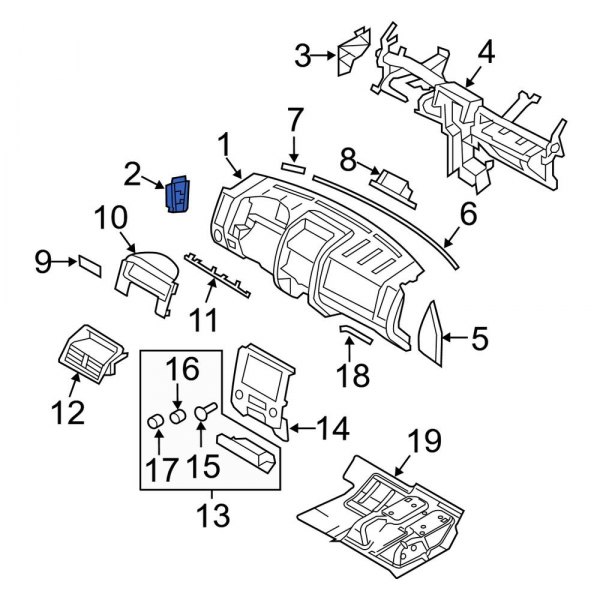 Ford OE 9L8Z78043C50A Right Instrument Panel Mounting Bracket
