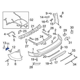 Ford OE - Rear Right Upper Bumper Cover Support Rail