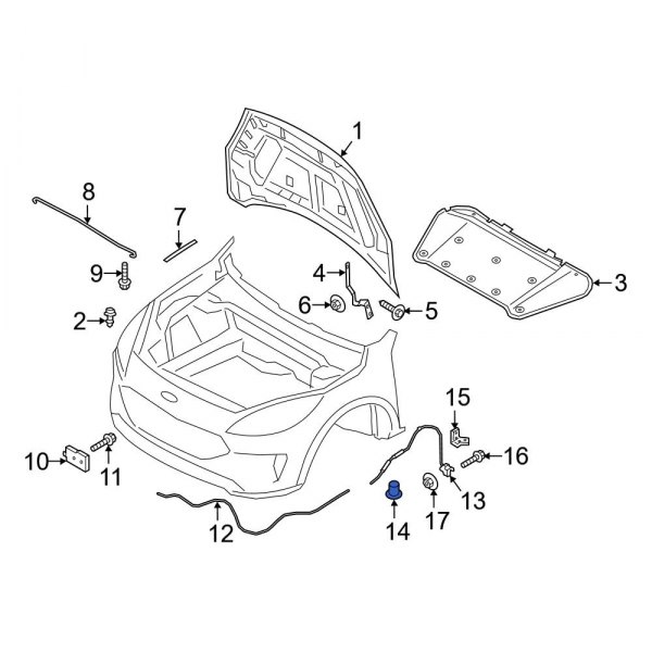 Ford OE W719610S300 Hood Release Cable Clip