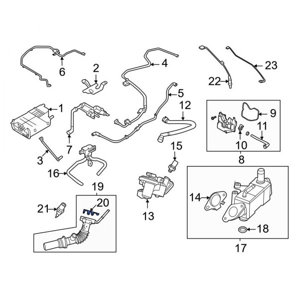 Ford OE LX6Z9D476B Exhaust Gas Recirculation (EGR) Cooler Coolant