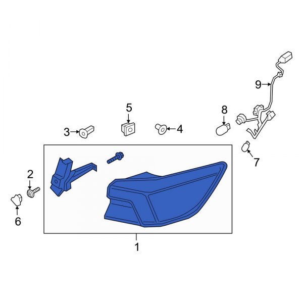 Ford OE LJ6Z13405E Rear Left Outer Tail Light Assembly