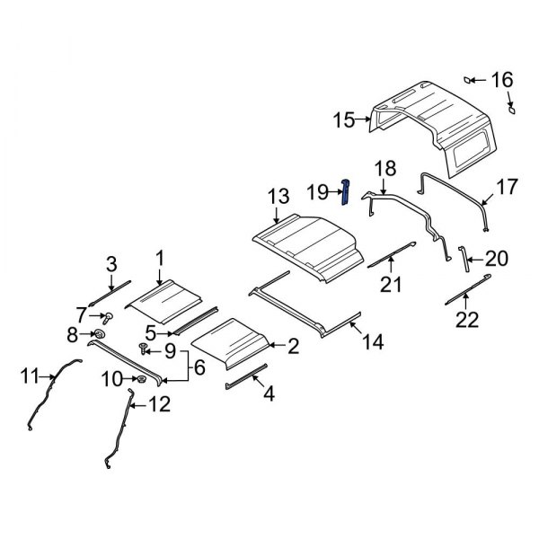 Ford OE M2DZ78205G56A Right Convertible Top Frame Guide