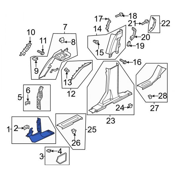 Ford OE M2DZ7802345AA Left Kick Panel Trim