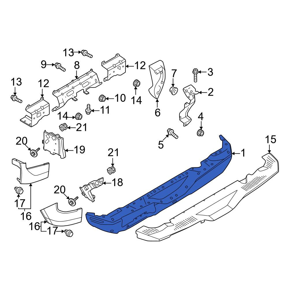 Ford OE M2DZ17906AA - Rear Bumper Face Bar
