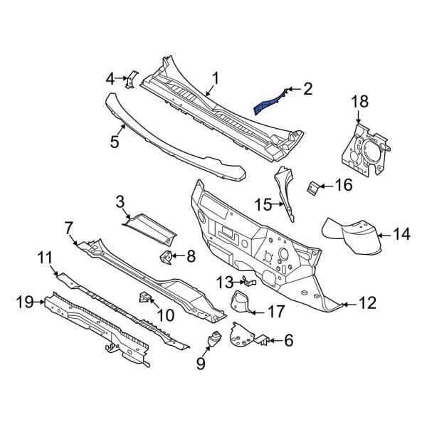 Ford OE NZ6Z26018A17B - Front Left Outer Cowl Molding