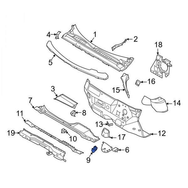 Ford OE M1PZ17503A20A - Front Outer Cowl Panel Drain Valve