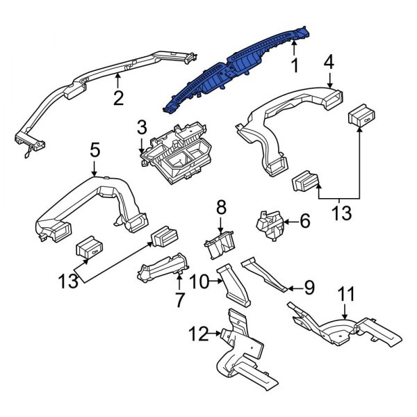 Ford OE NZ6Z18490A Front Windshield Defroster Nozzle
