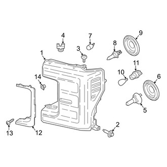 Ford OE - Front Lamps - Headlamp Components (Halogen), (Regular Cab / SuperCab / Crew Cab)